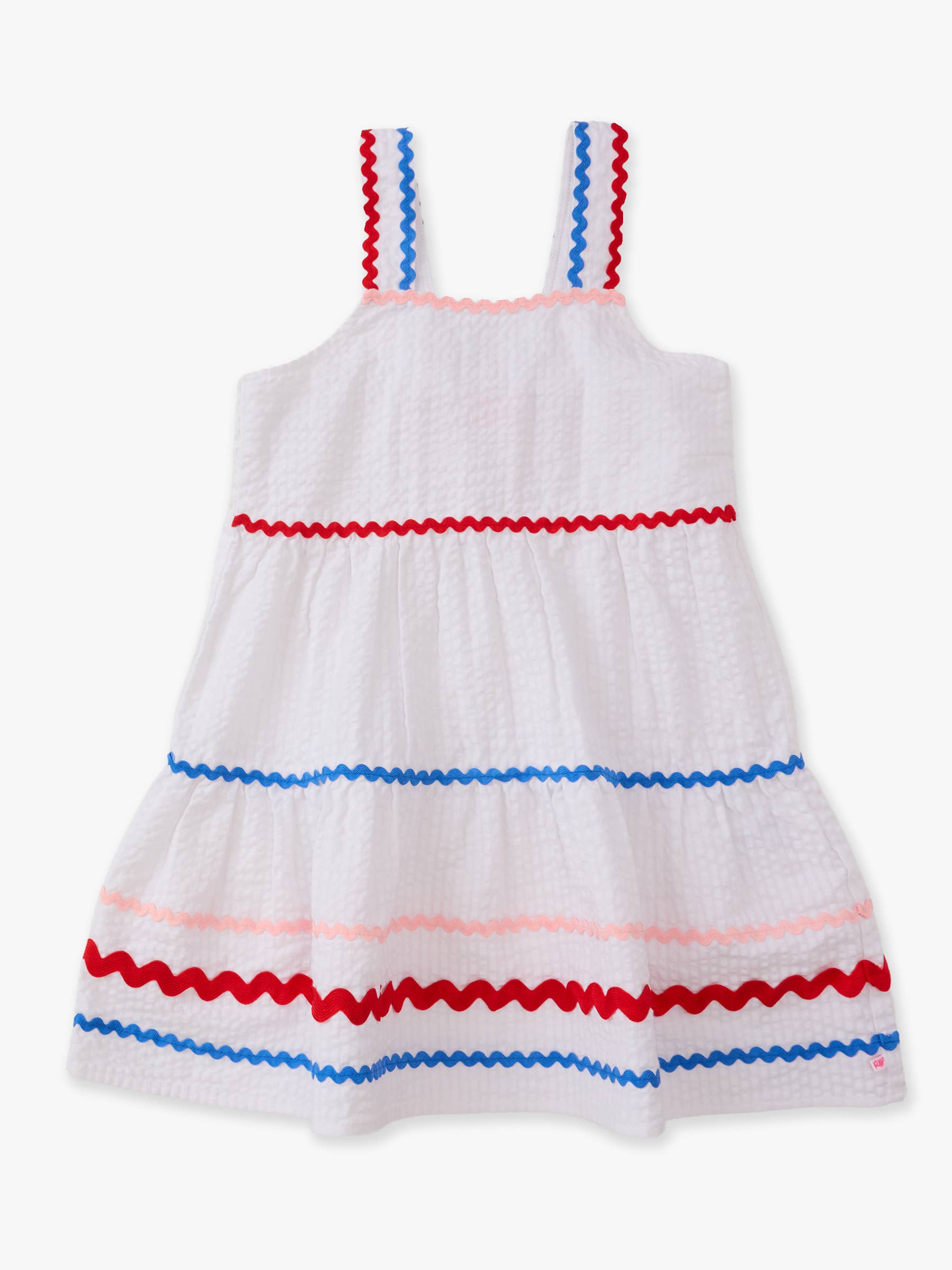 Girls Americana Signature Seersucker Tiered Ric Rac Swing Dress: Multi-Color / 5