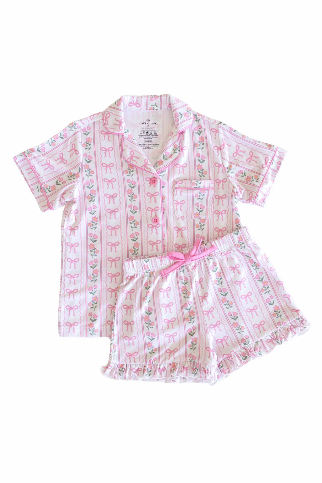 Girl's Two Piece Short Lounge Set | Coquette Garden: 12-18 months