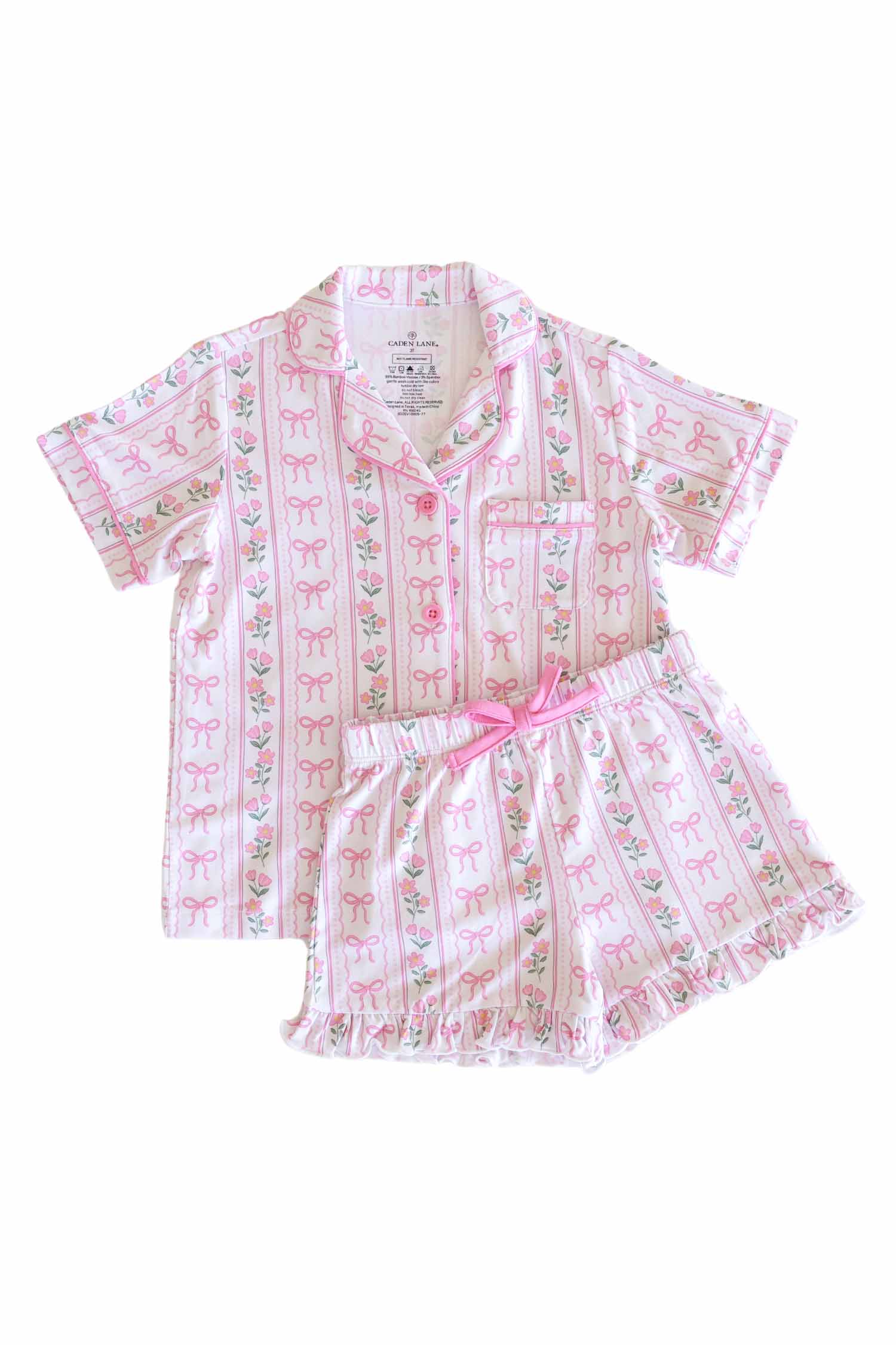 Girl's Two Piece Short Lounge Set | Coquette Garden: 3T