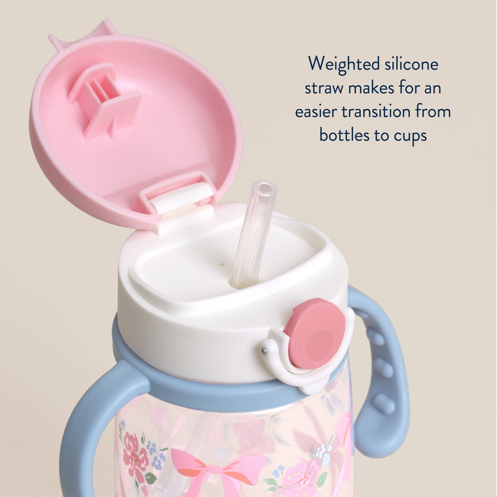 *NEW* Itzy Sips™ - Straw Cup With Snap-Close Lid: Ribbons & Roses