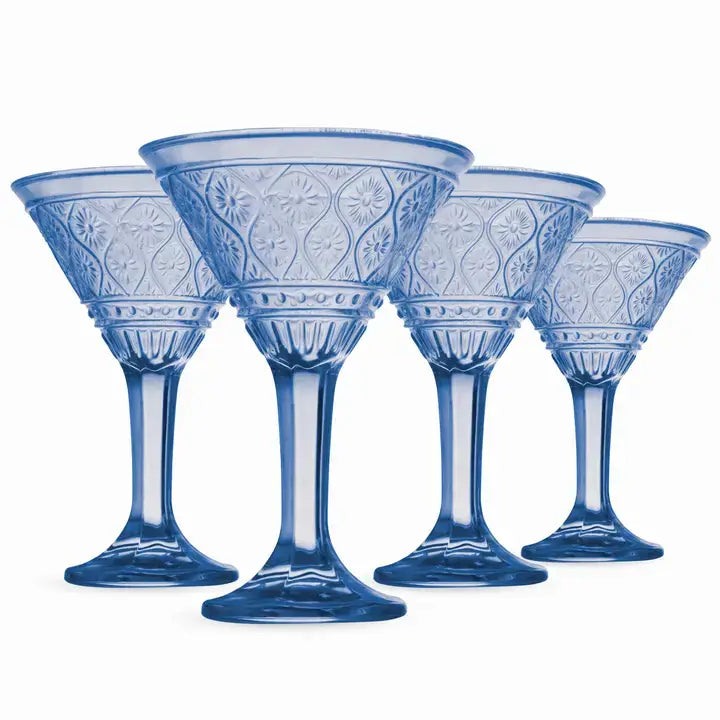 Claro Blue Martini Glass, Set of 4