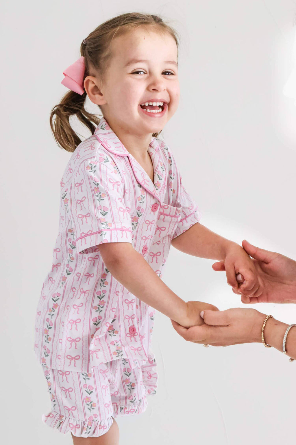 Girl's Two Piece Short Lounge Set | Coquette Garden: 12-18 months