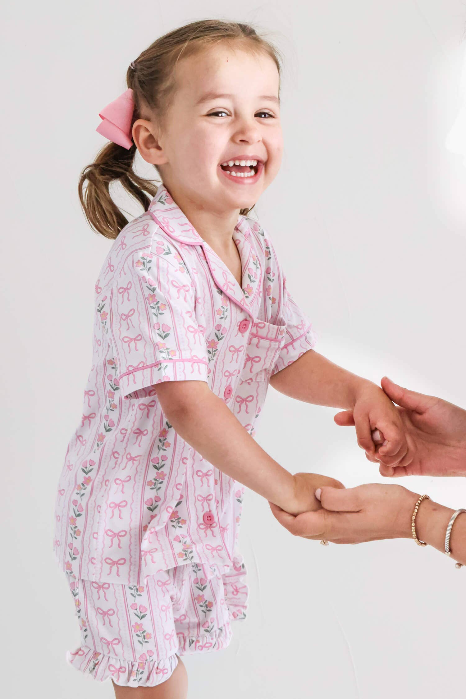 Girl's Two Piece Short Lounge Set | Coquette Garden: 12-18 months