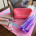 All In One - Mahjong Bundle - American Mahjong Set 166 Tiles - Blue & Tan Bag Pink Mat 2-color Pink Tiles: Purple
