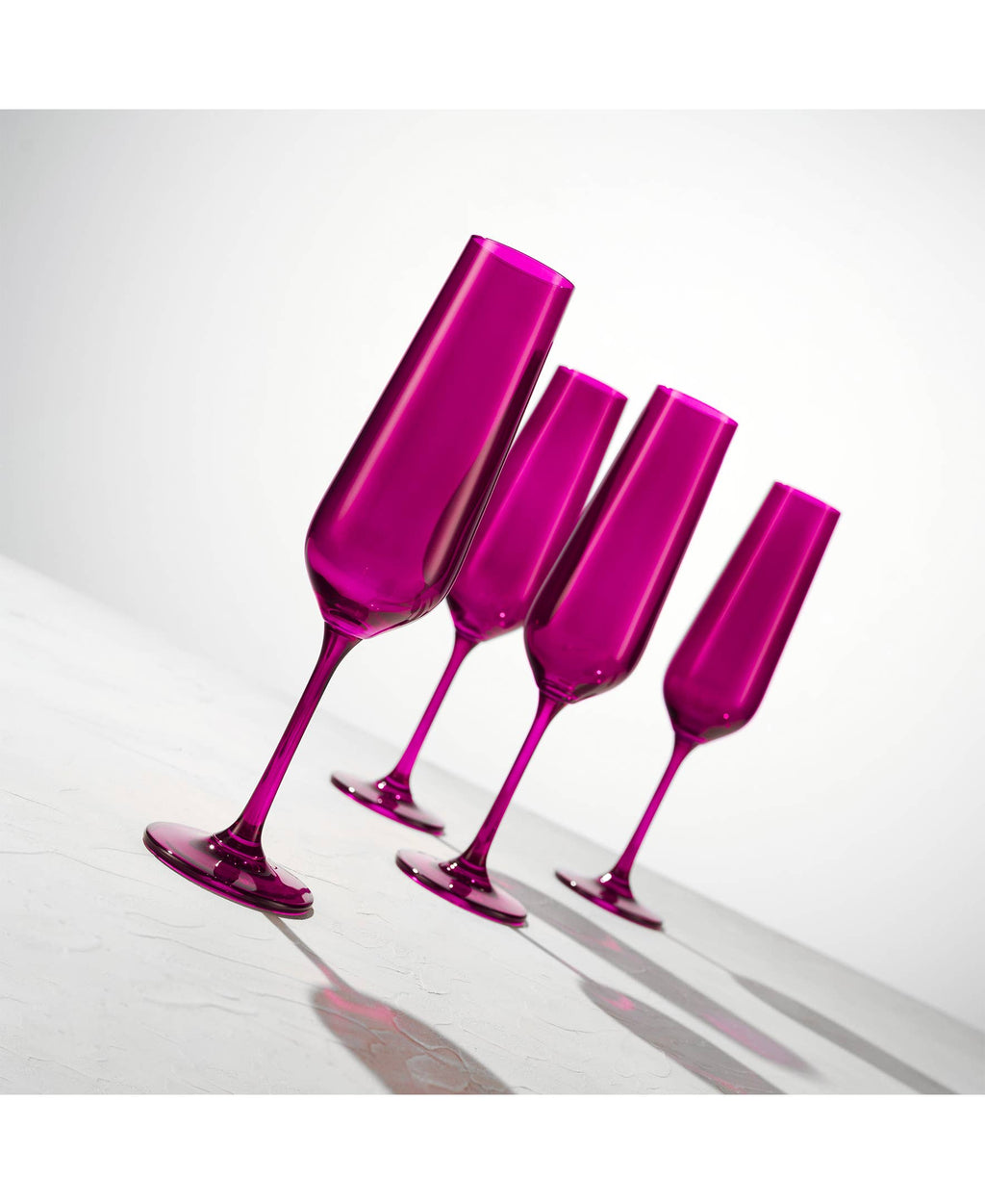 Set of Four Colored Champagne Flutes - multi colors avail: Green