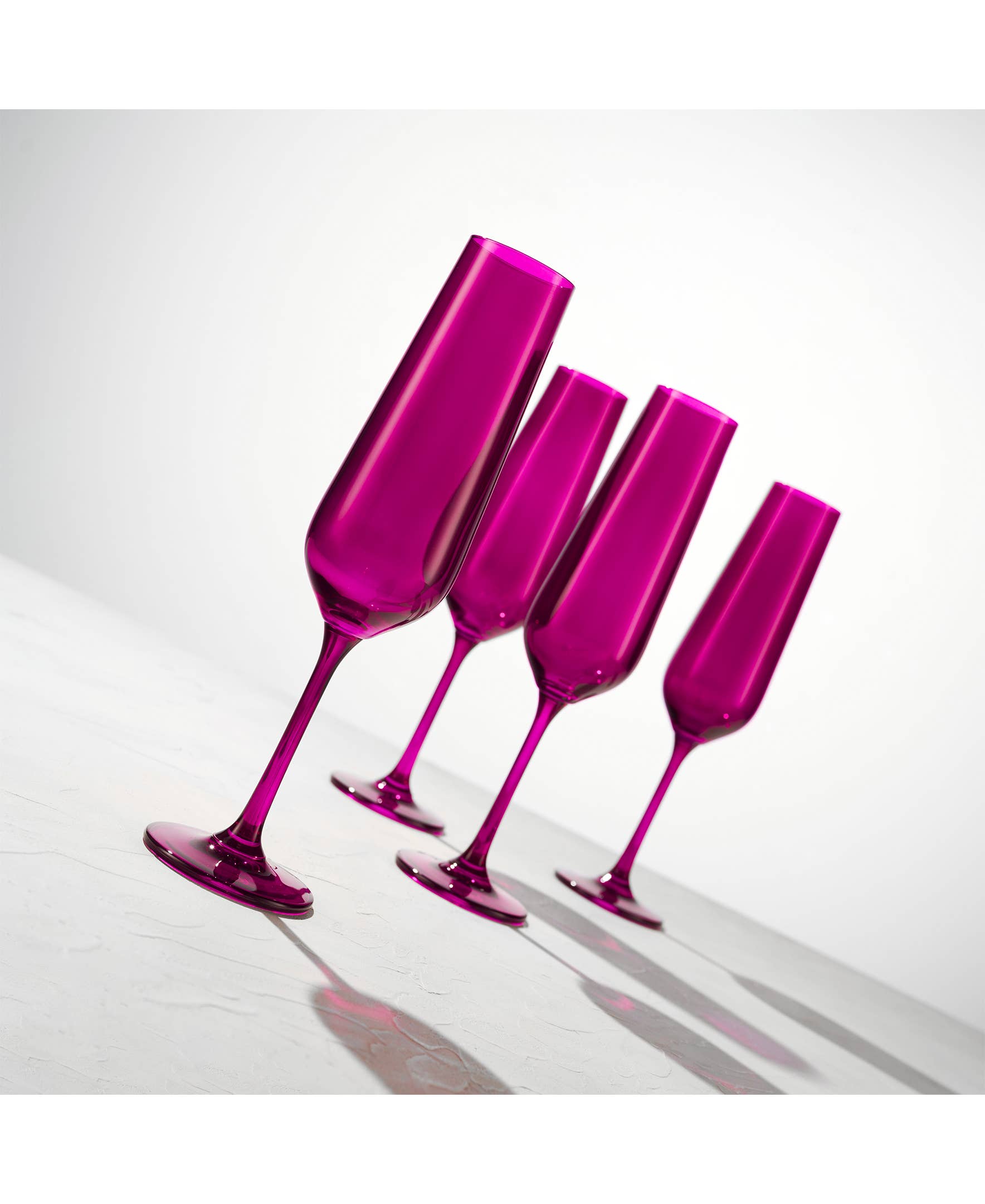 Set of Four Colored Champagne Flutes - multi colors avail: Blue