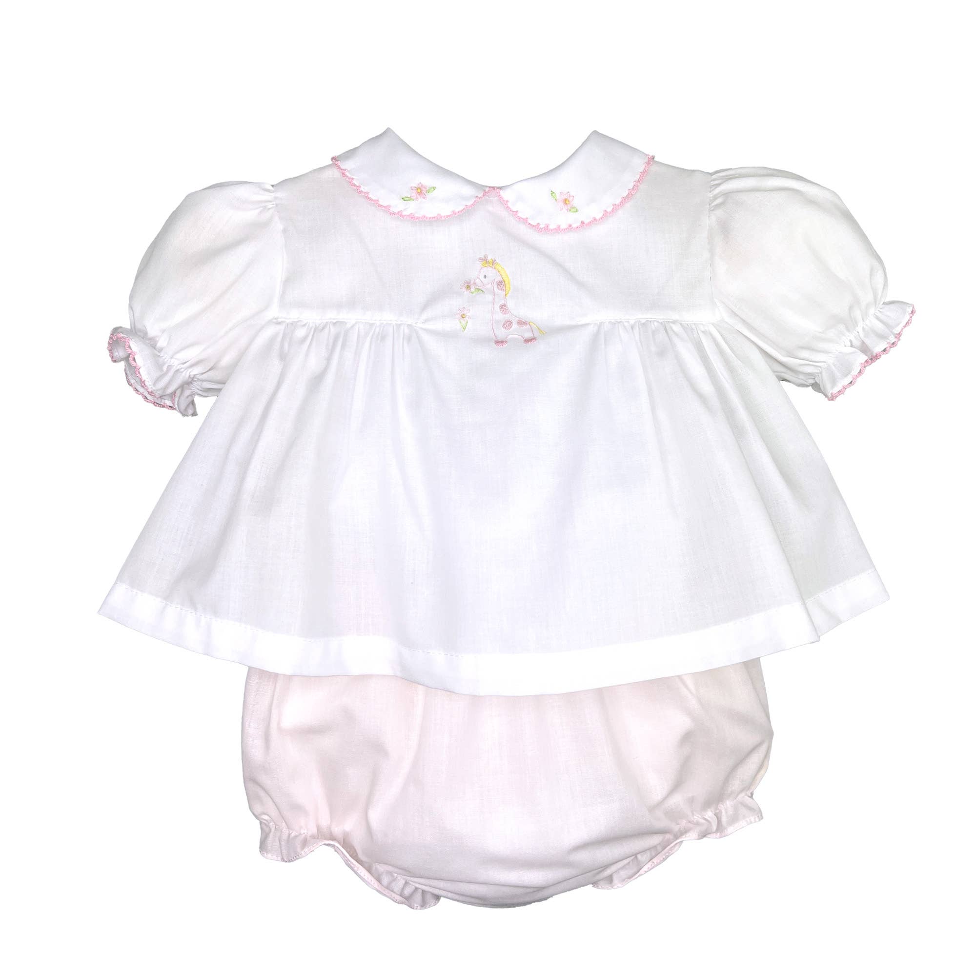 Embroidered Giraffe Diaper Set: 3 Month