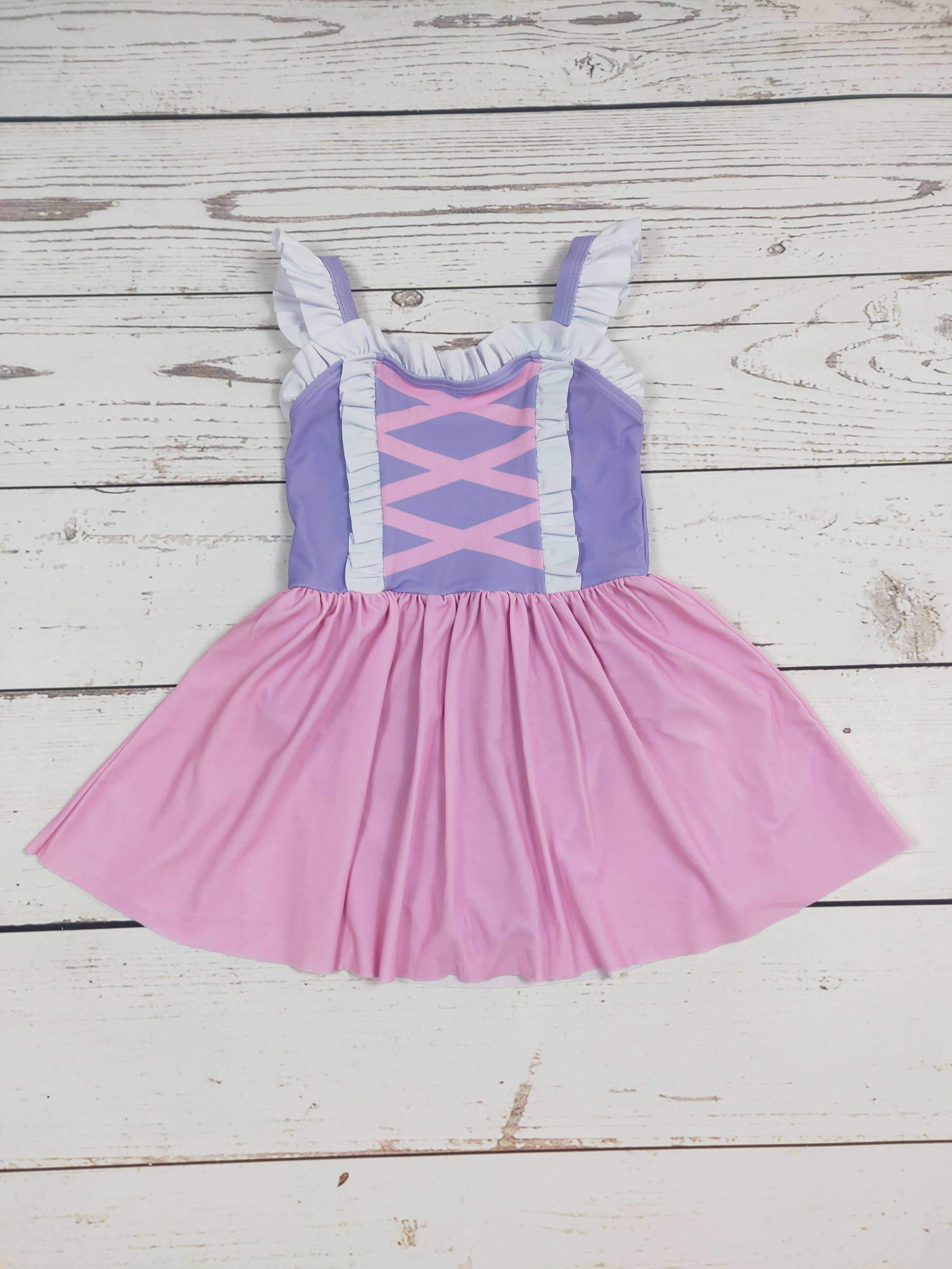 Pink Lavender One Piece Girls Summer Swimwear: 3-6M