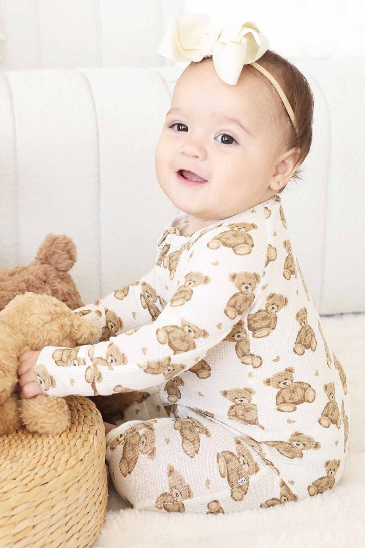 Beary Sweet Bamboo Waffle Convertible Zip Romper: 18-24 months