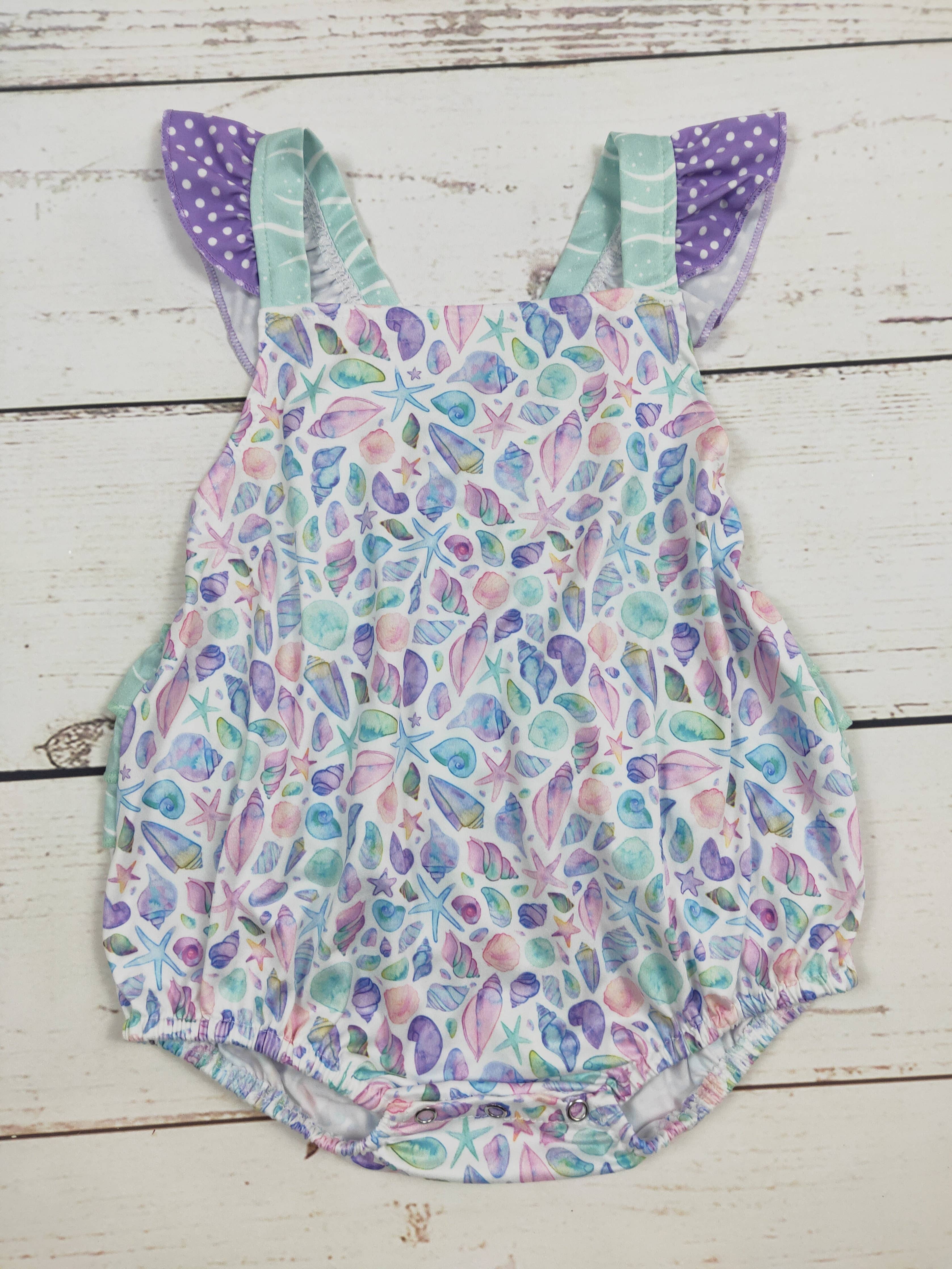 Starfish Baby Summer Bubble With Ruffle: 0-3M