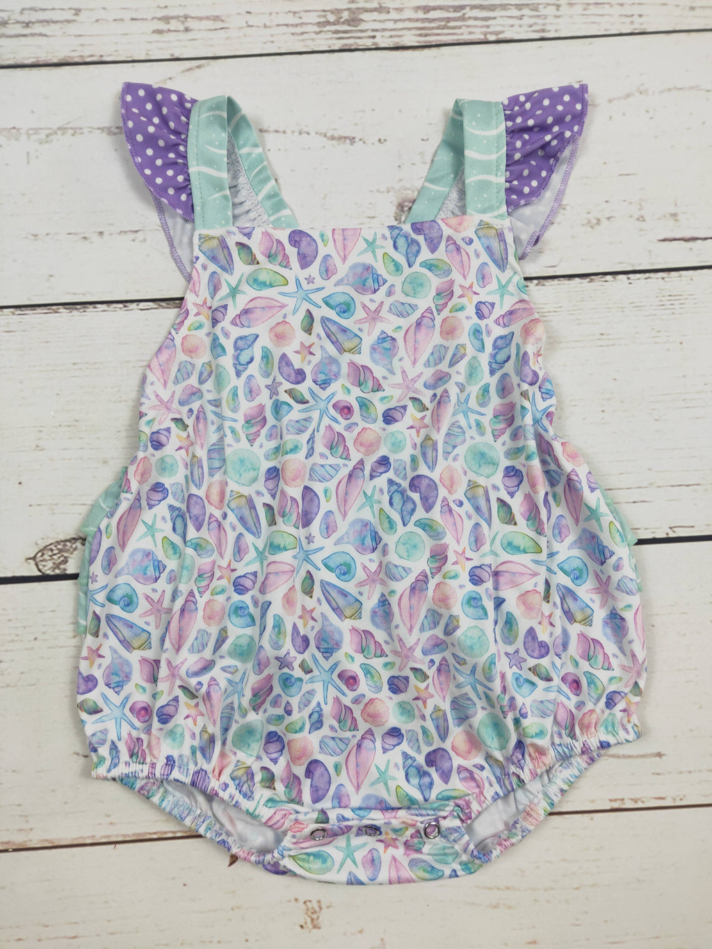Starfish Baby Summer Bubble With Ruffle: 3-6M