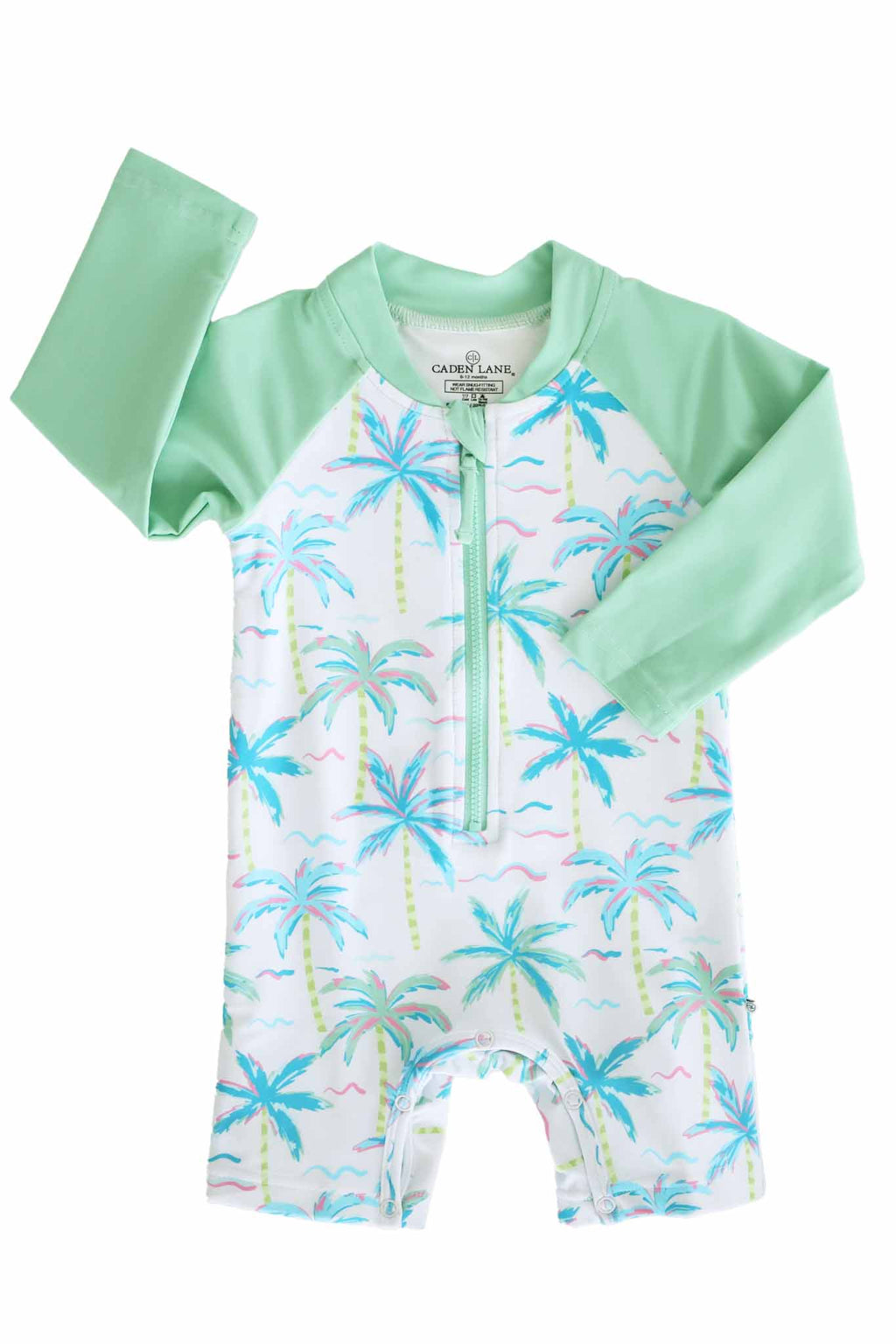Long Sleeve Rash Guard Swim Romper Shortie | Blue Lagoon: 0-3 months
