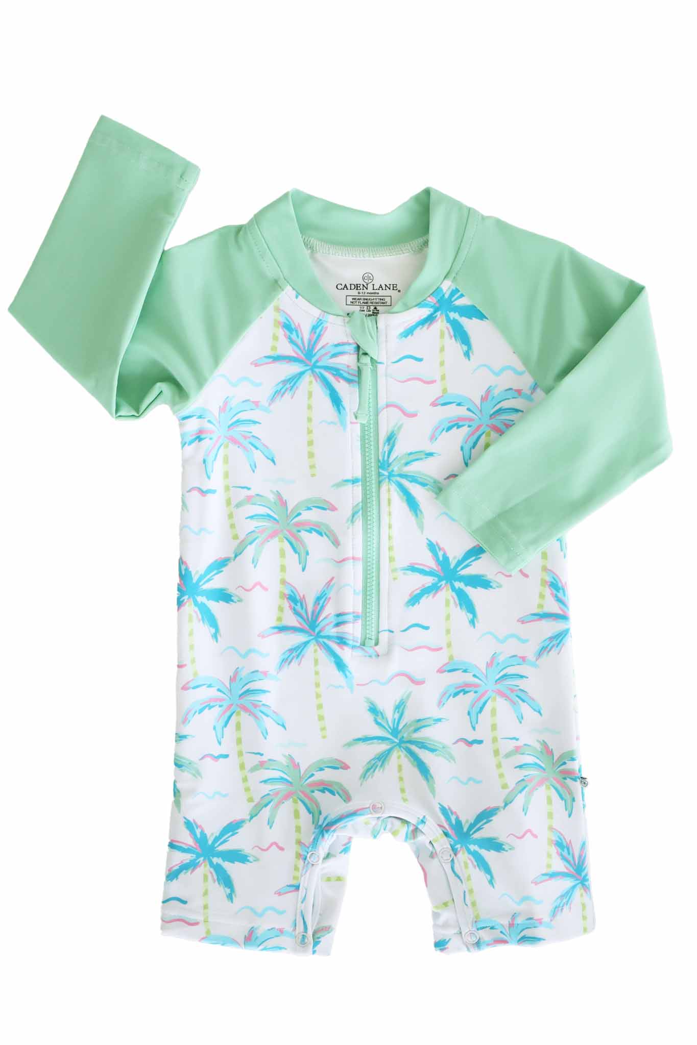 Long Sleeve Rash Guard Swim Romper Shortie | Blue Lagoon: 0-3 months