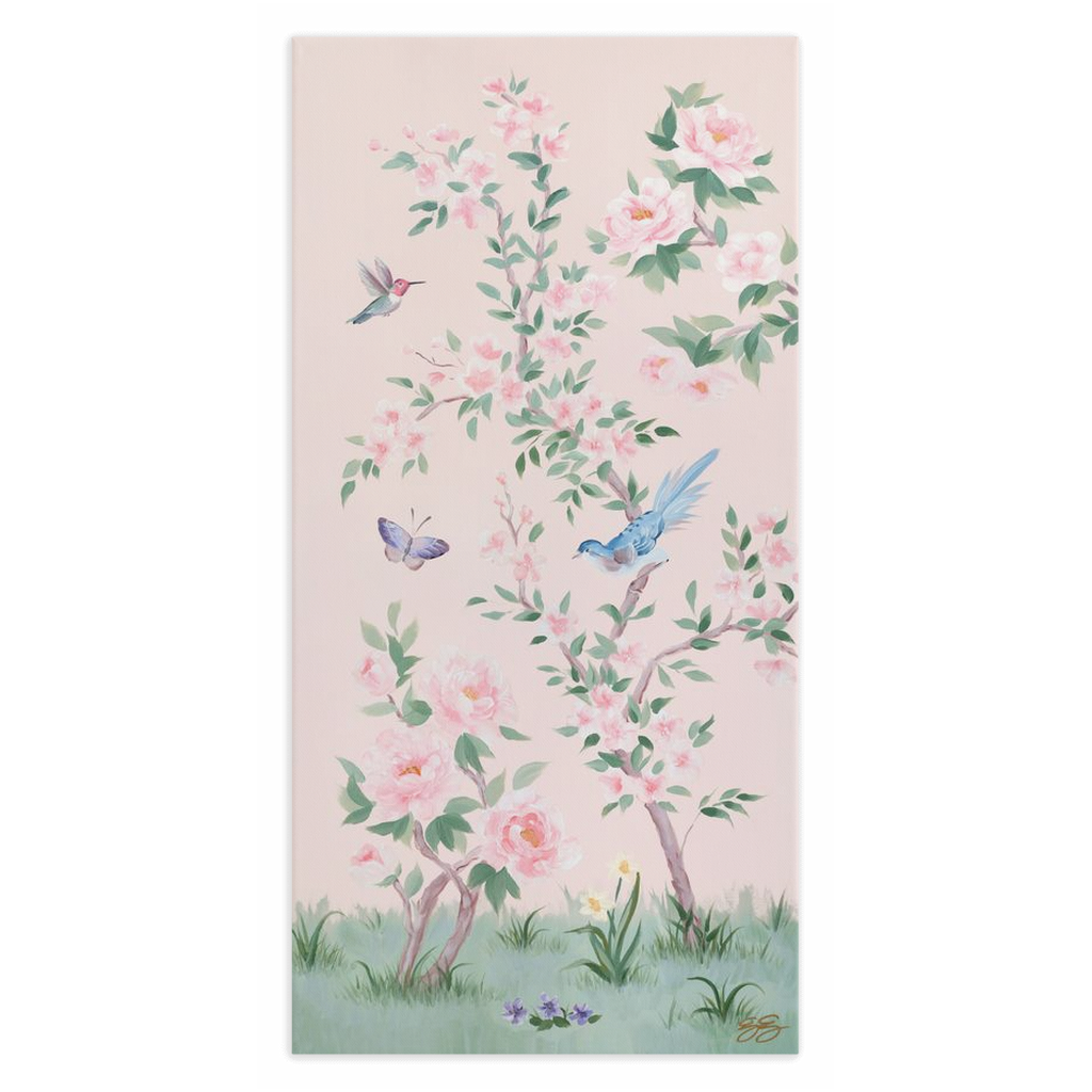 April, a pink chinoiserie canvas wrap: 15x30 inch / Image Wrap