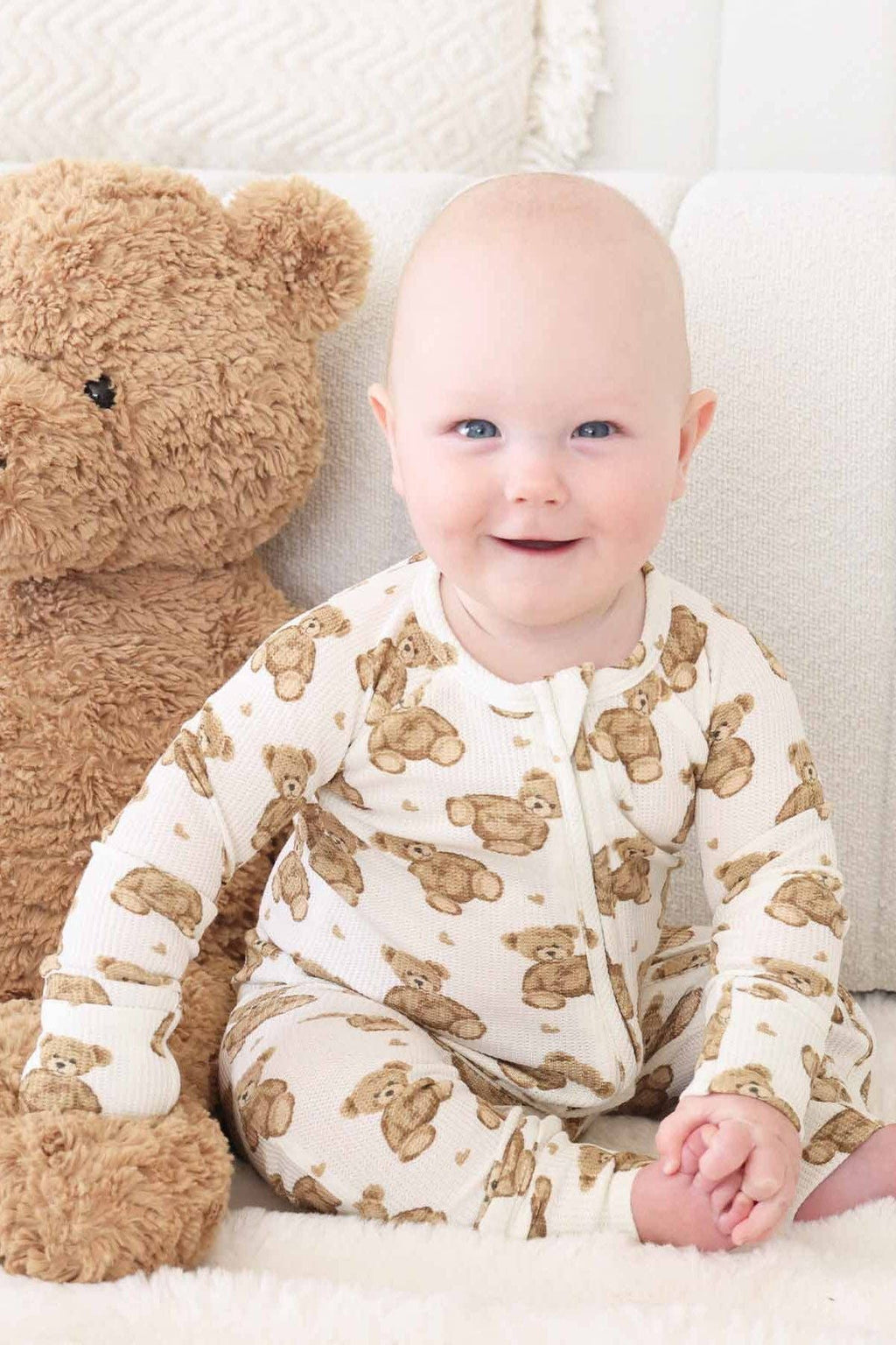 Beary Sweet Bamboo Waffle Convertible Zip Romper: 18-24 months