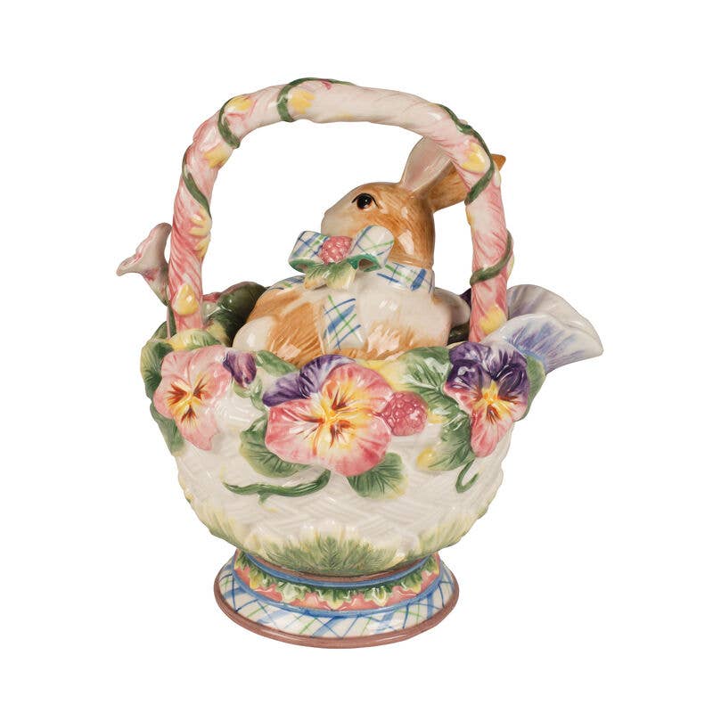 Fitz & Floyd Halcyon Rabbit Teapot Brown Bx Pkg