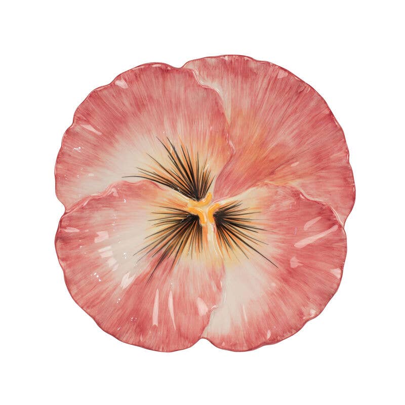Fitz & Floyd Halcyon Pansy Snack Plate S2 Brown Bx Pkg
