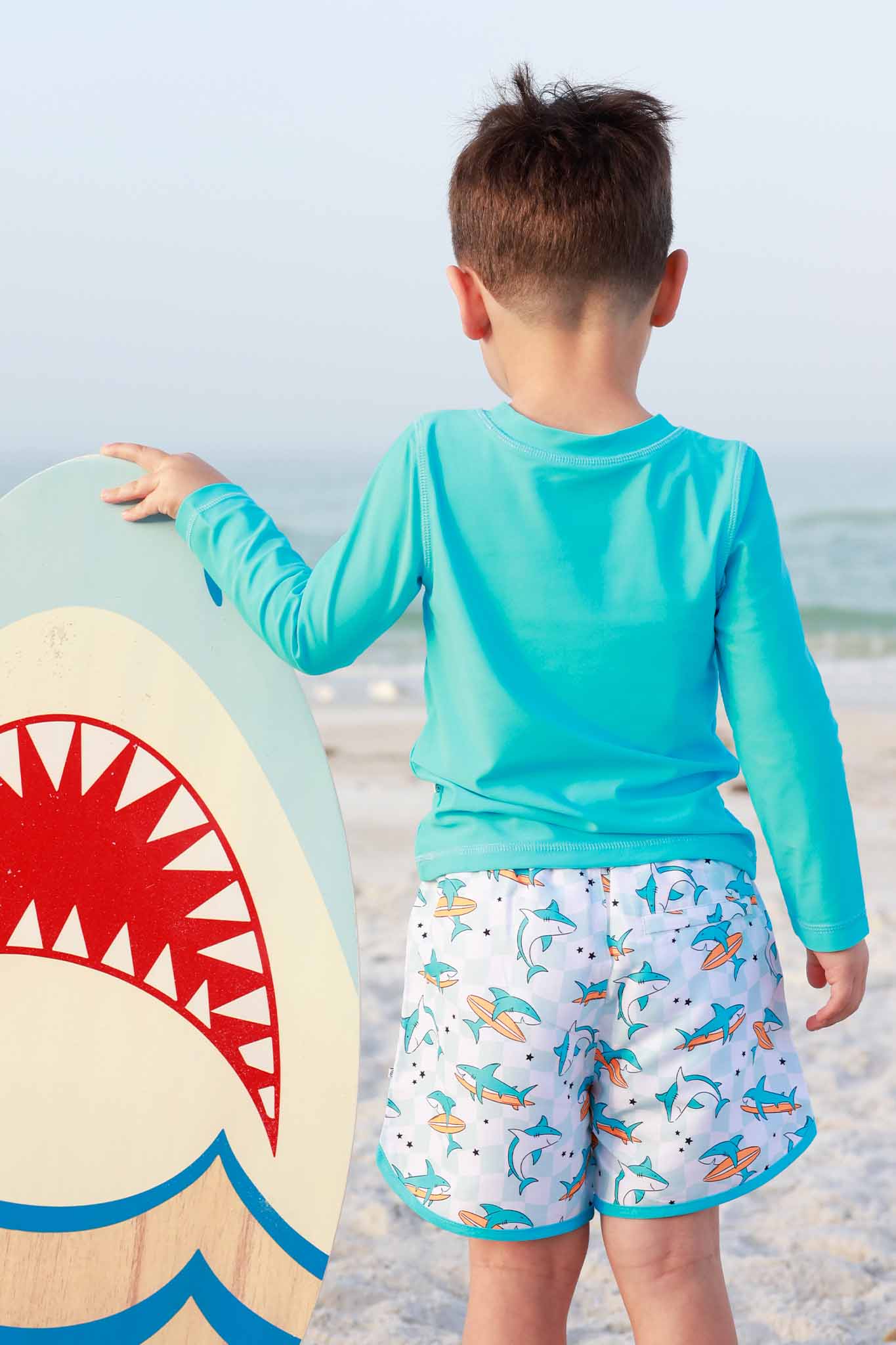 Long Sleeve Rash Guard Shirt | Sharking Blue: 3-6 months