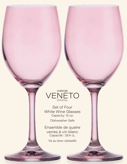 Set of Four Veneto White Wine Glasses: Clear