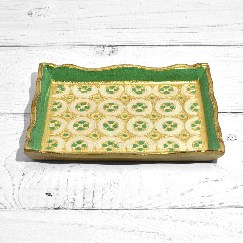 Florentine Carved Wood Rectangle Tessellated Mini Tray: White