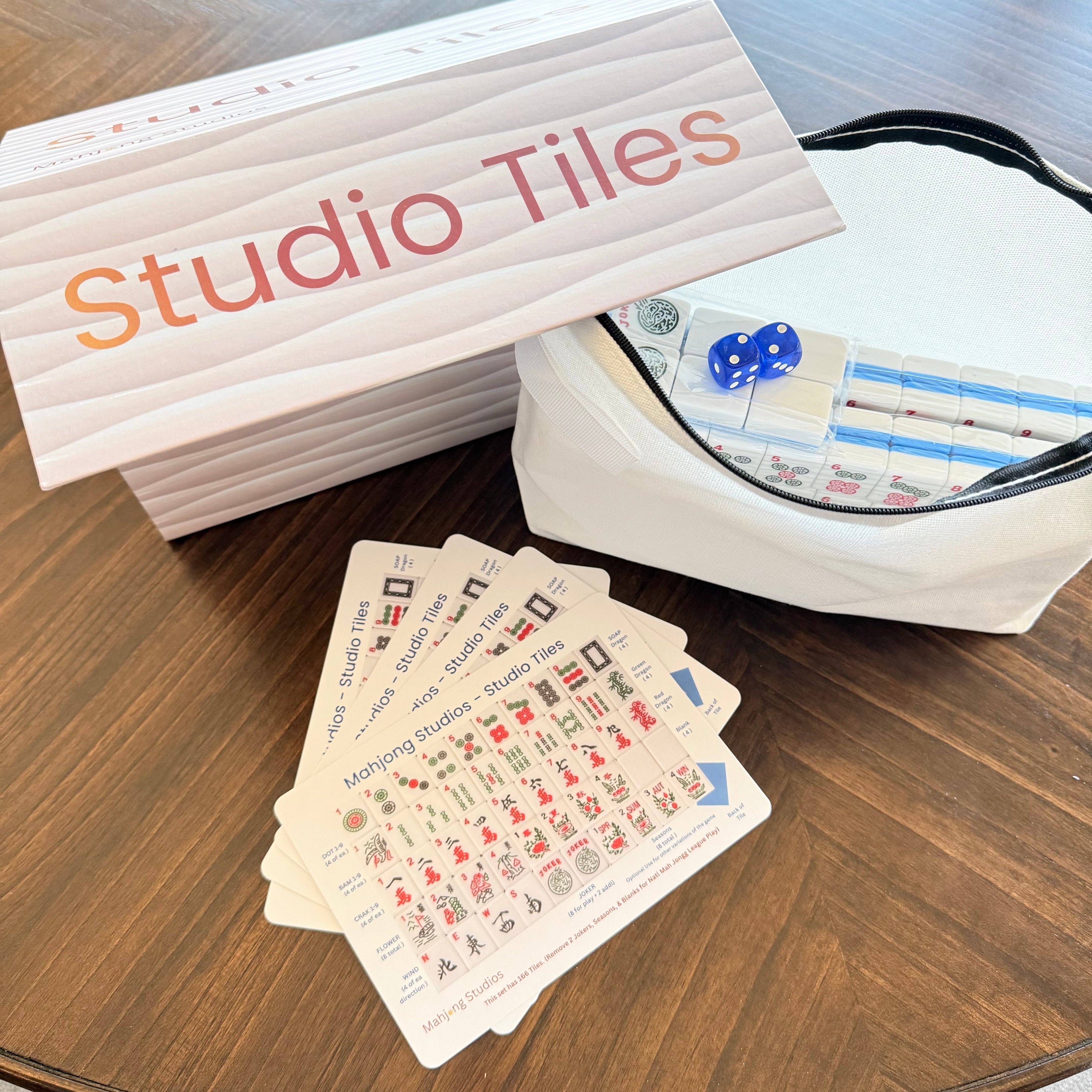 Blue Mahjong Tiles Bundle – American Mahjong 166 Tiles, Studio Tiles Clear Racks Teal Mat: Tiles +Dice & Instructions - BRAND NEW - but some are open.