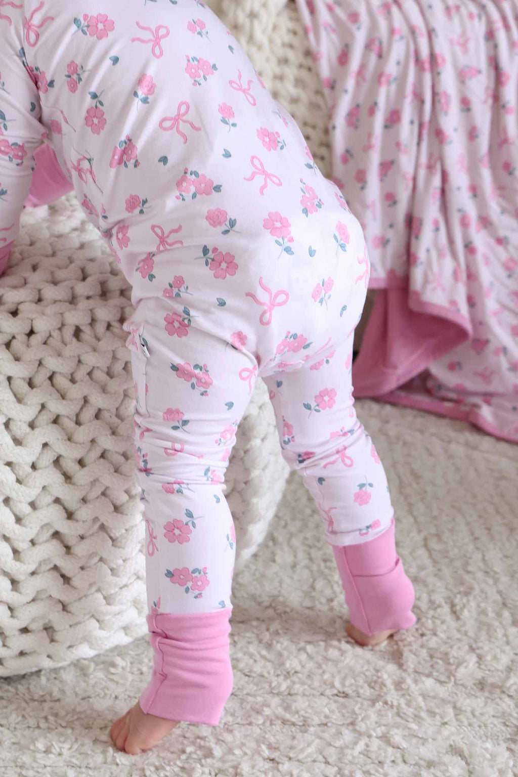 Ribbon & Roses Convertible Zip Romper | Pink: 6-12 months