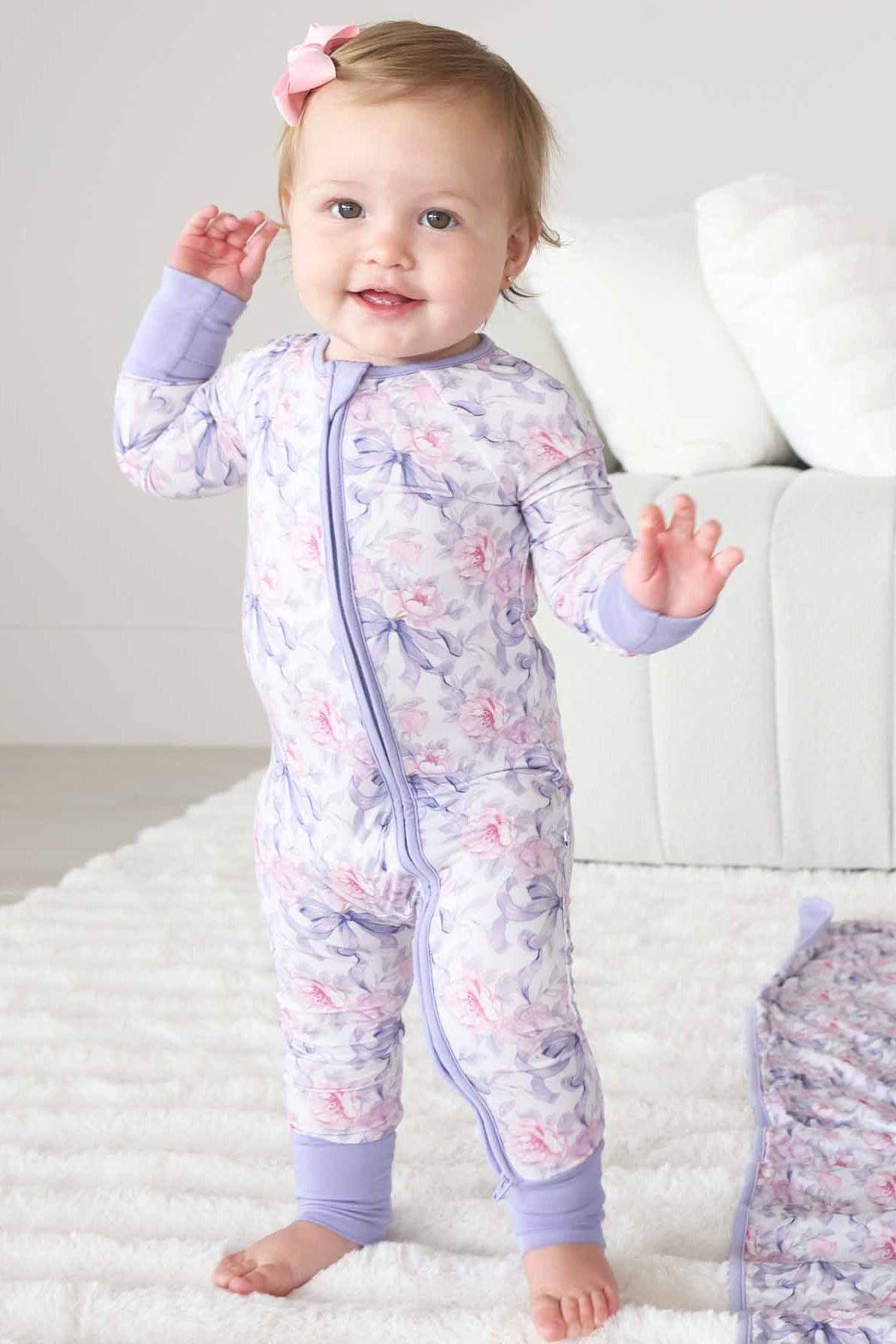 Leighton's Lavender Convertible Zip Romper: 0-3 months