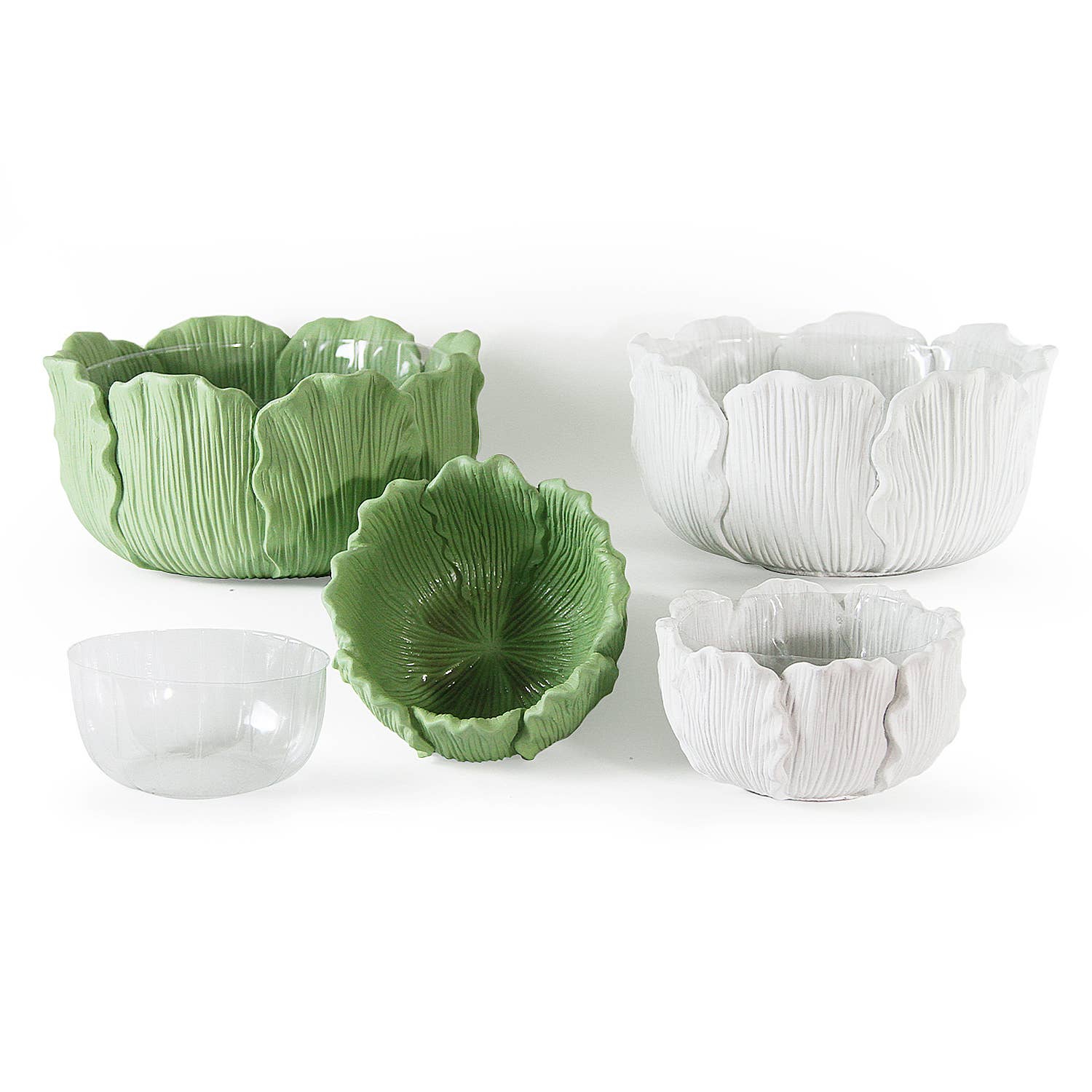 Leaf Reverie Planter - Large: White / H-7" | D-14"
