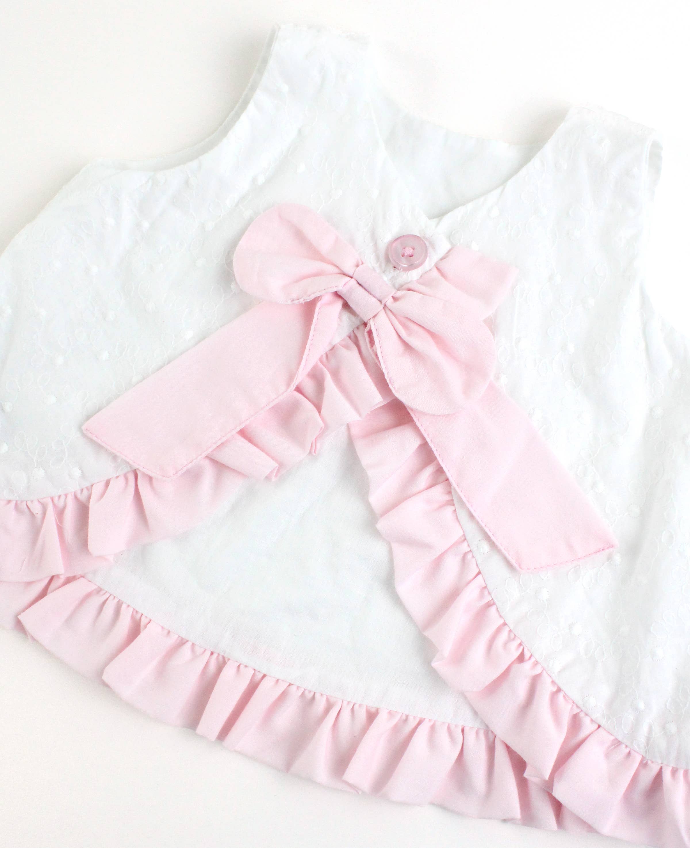 Baby Girls White & Pink Swiss Dot Swing Top & Bloomer Set: White / 0-3m