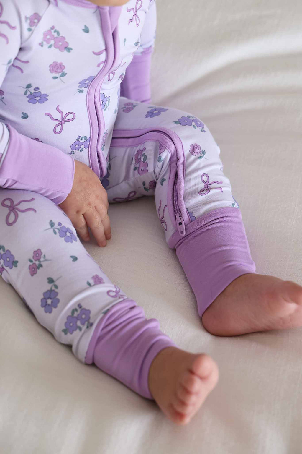 Ribbon & Roses Convertible Zip Romper | Purple: 3-6 months