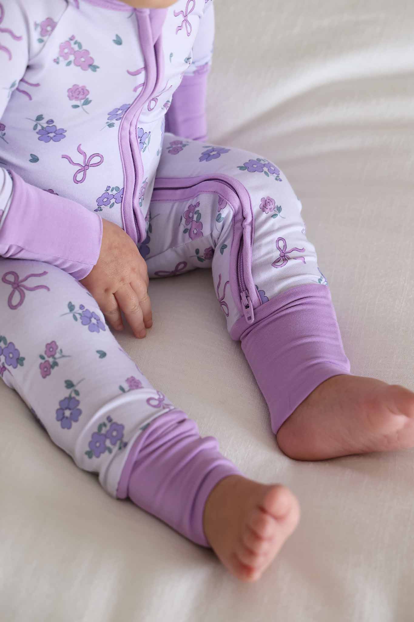 Ribbon & Roses Convertible Zip Romper | Purple: 3-6 months