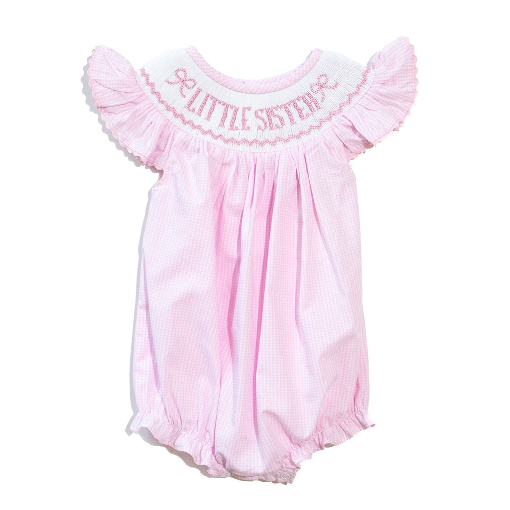 Girls Smocked Little Sister Pink Gingham Bubble: 6M