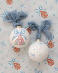 Blue gingerbread house hand-painted ornament: No year (bows and candy on reverse)
