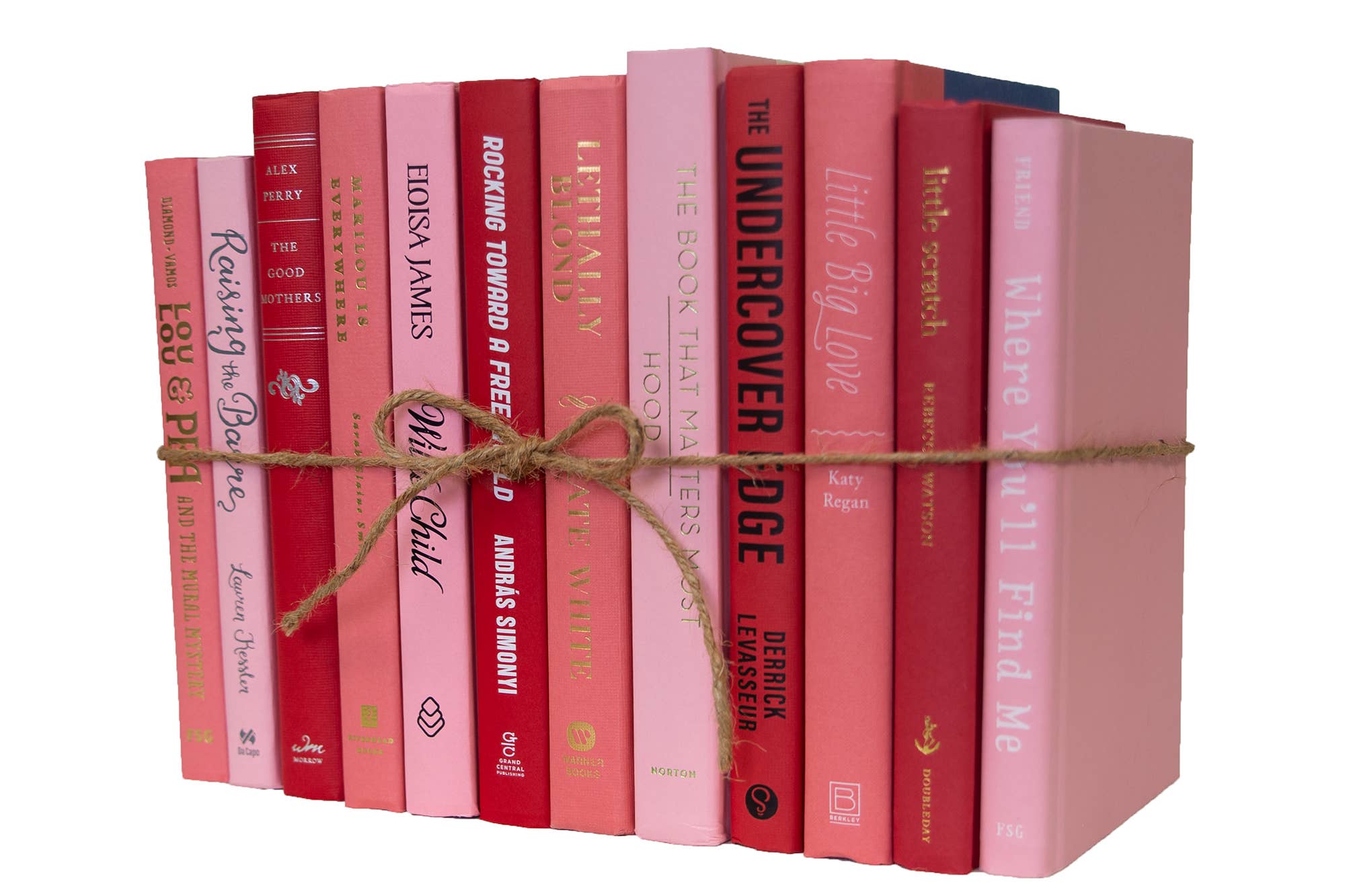 Decorative Pink Book Bundle - Rose Petal: White