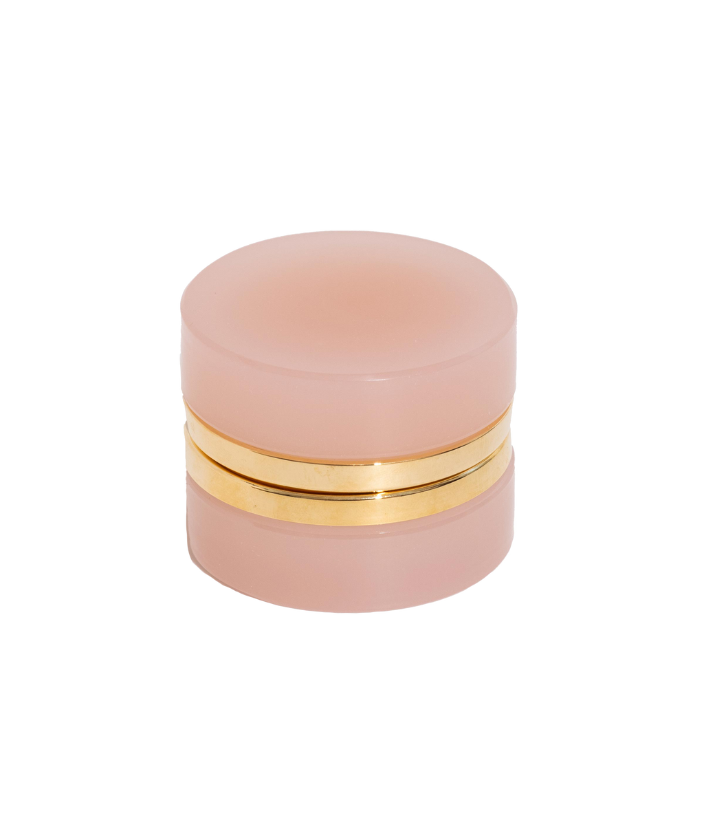 Small Round Pink Opaline Glass Box: Pink