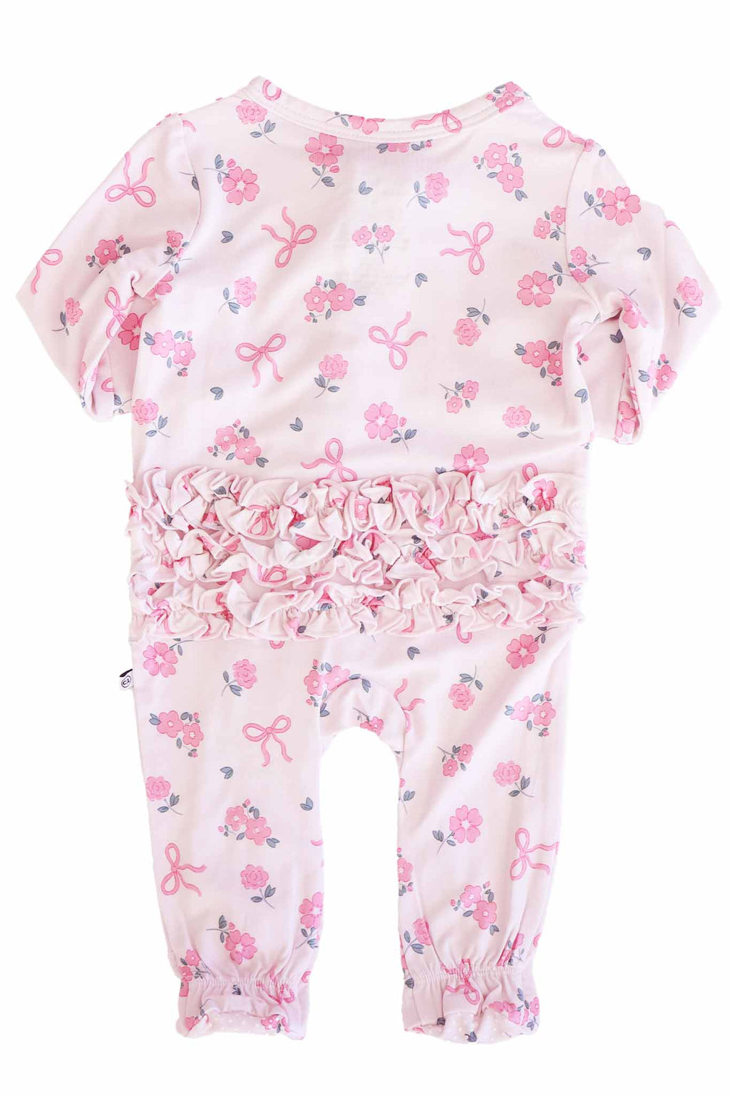 Ribbon & Roses Ruffle Zipper Footie | Pink: 6-9 months