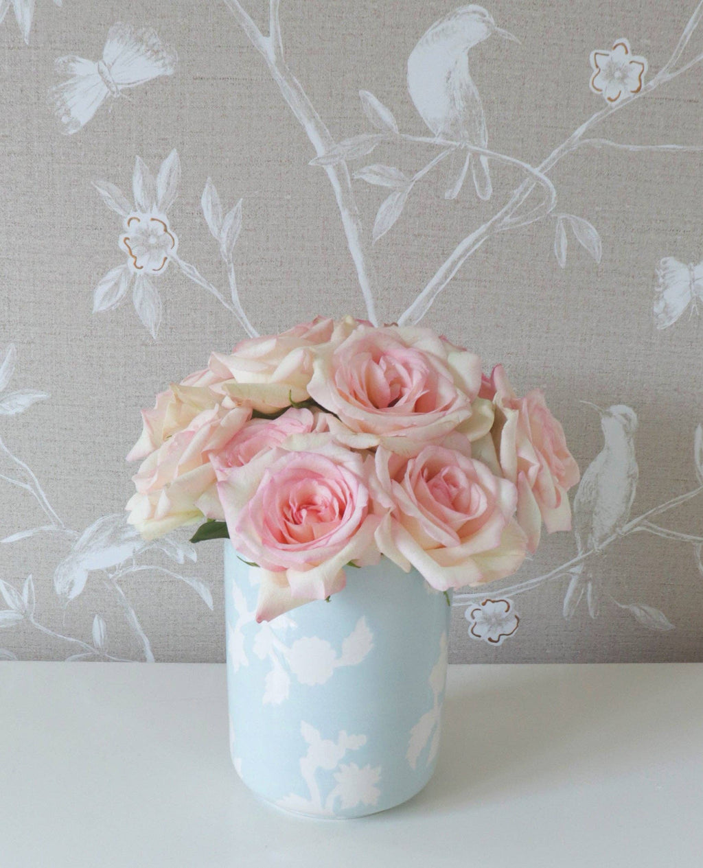 Chinoiserie Dreams Large Vase/ Utensil Holder: Cherry Blossom Pink