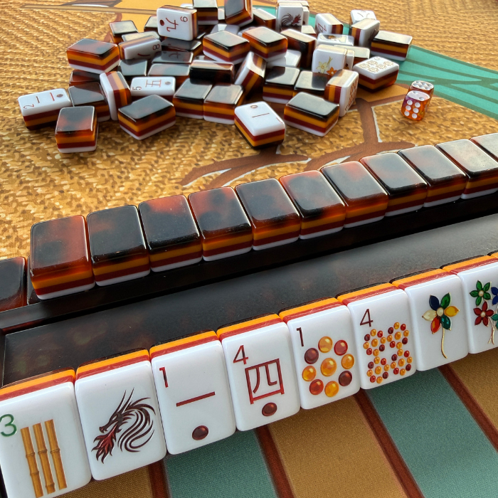 Tortoise Shell Mahjong Rack & Pusher Set Matte Finish: Tortoise Shell