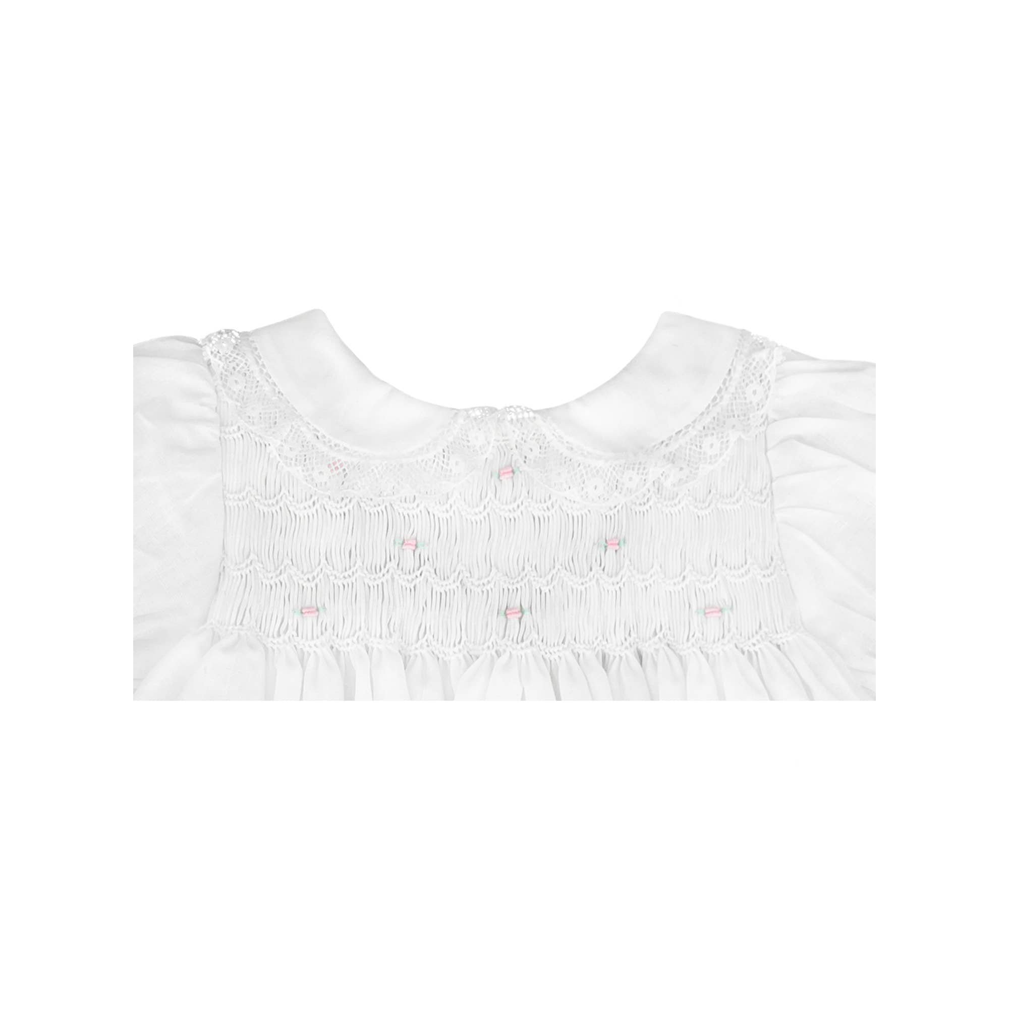 Fully Smocked Dress with Lace: Pink / 3 Month