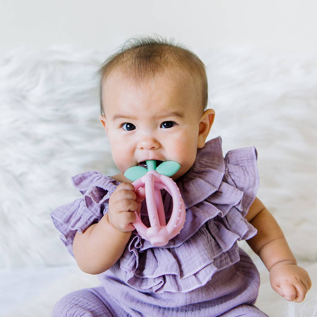 Bitzy Biter™ Teething Ball Baby Teether: Pink Lemonade