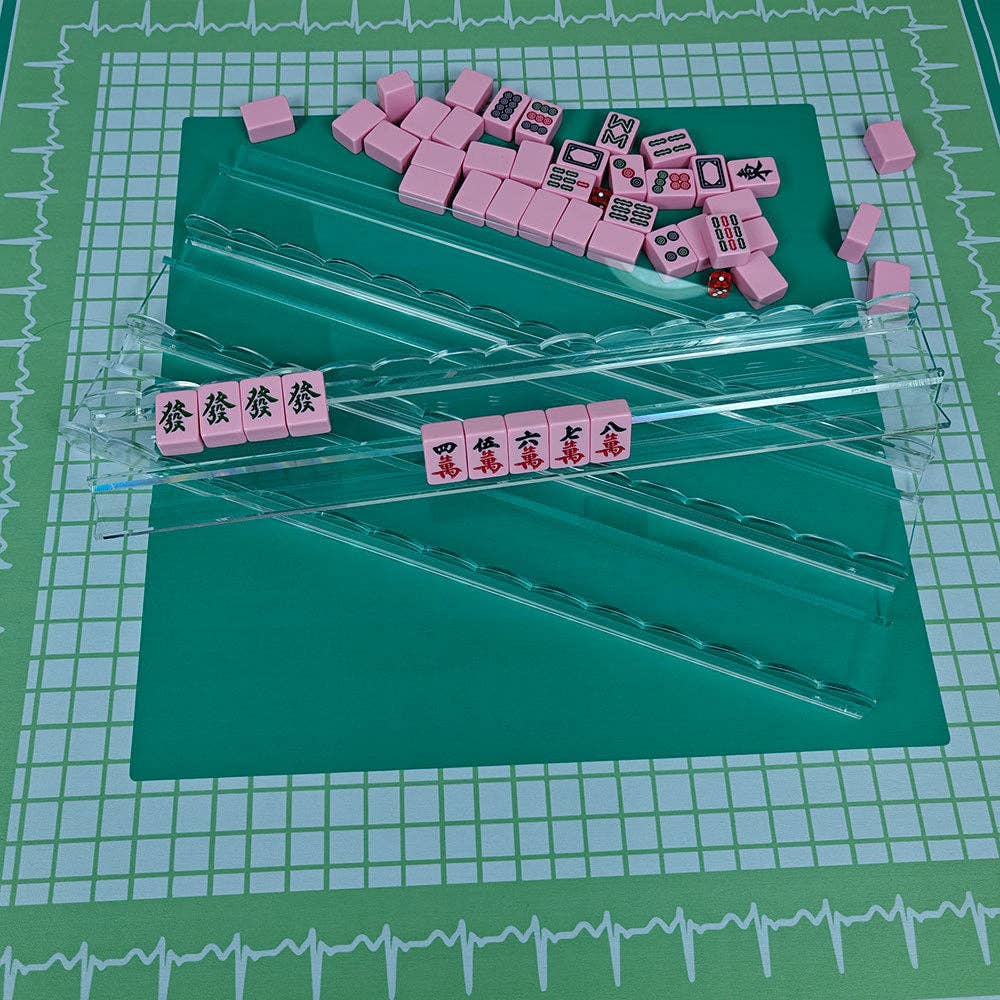 American Mahjong Racks Set–20" Acrylic Tile Racks & Pushers: Pearl White