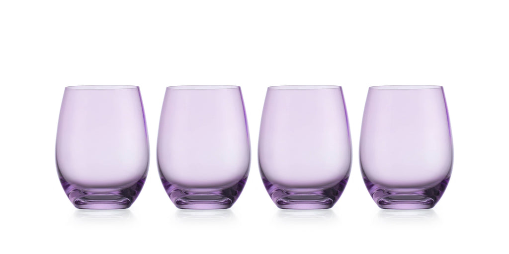 Set of Four Veneto Stemless Wine Glasses - Multi color avail: Amethyst