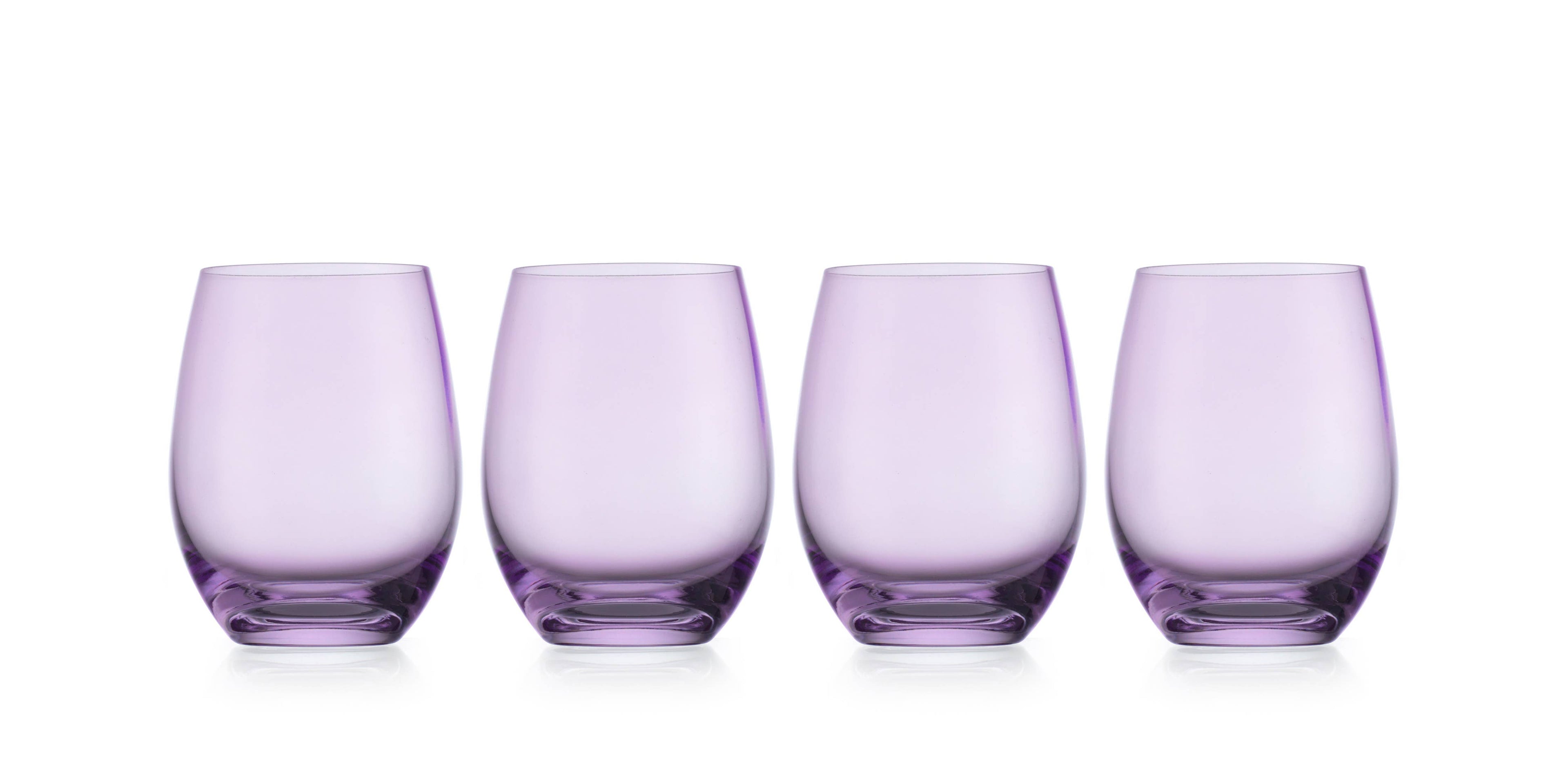 Set of Four Veneto Stemless Wine Glasses - Multi color avail: Amethyst