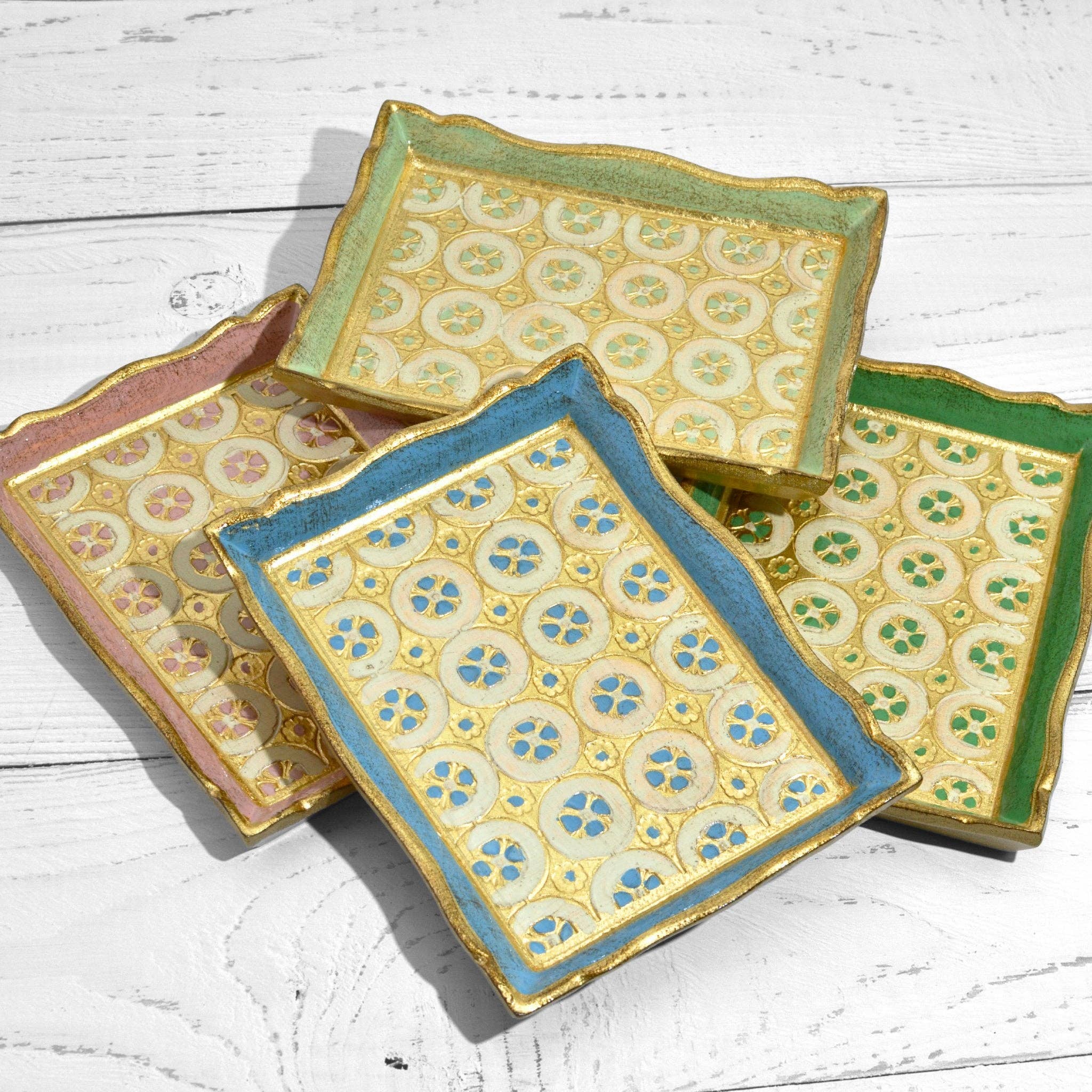 Florentine Carved Wood Rectangle Tessellated Mini Tray: Lilac