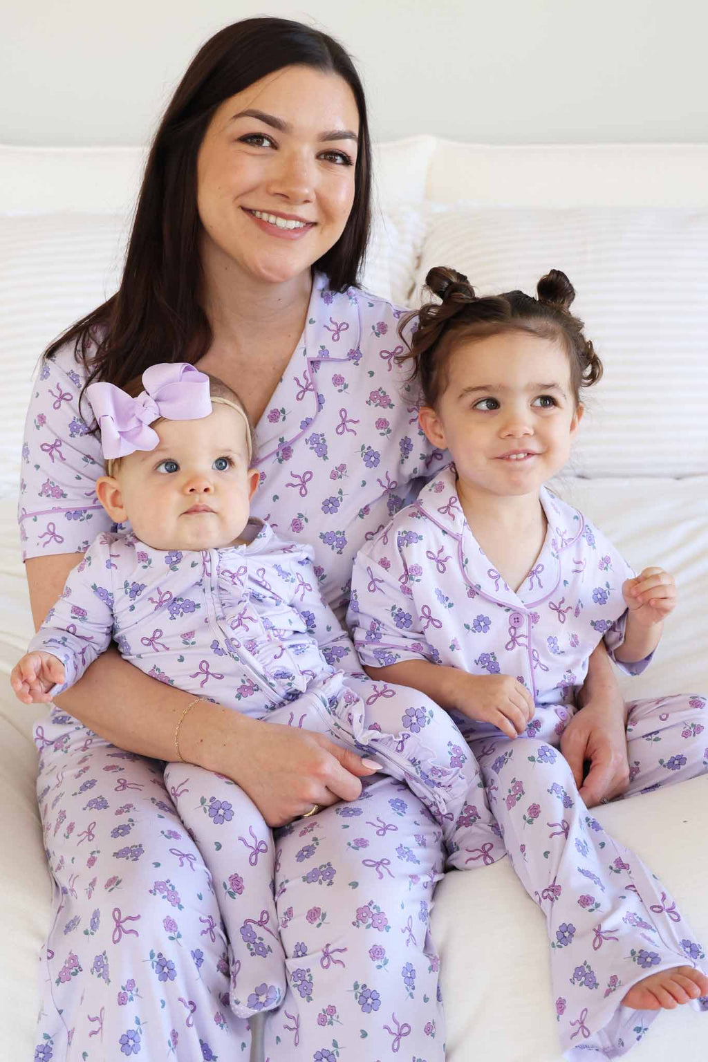 Girl's Two Piece Flare Lounge Set | Ribbon & Roses Purple: 2T