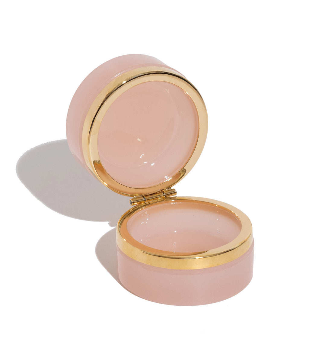 Small Round Pink Opaline Glass Box: Pink