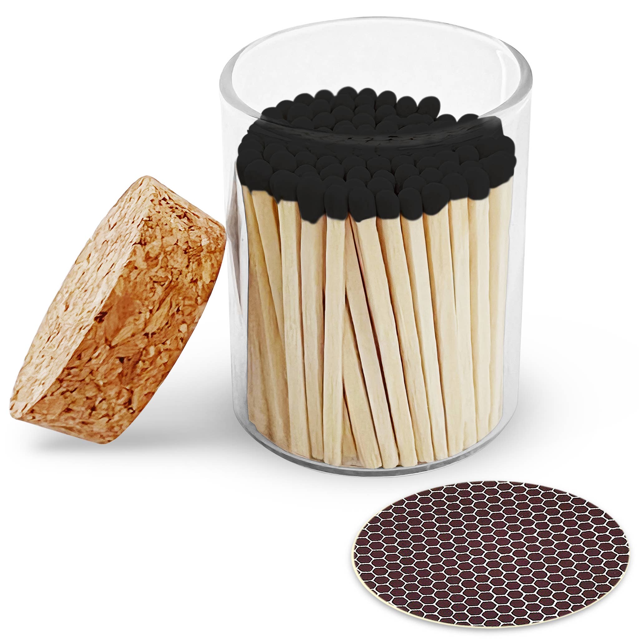 2" Matches in Cork Top Jar - Colors of Your Choice: All Black
