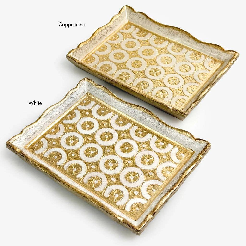 Florentine Carved Wood Rectangle Tessellated Mini Tray: Capri Blue