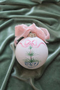 Hand-painted ceramic ornament, Pink Bow Tree 2025
