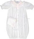 Preemie Ribbon Ruffle Smocked Take Me Home Gown with Hat: White / Preemie